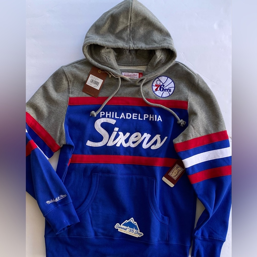 MSRP $110: NWT Mitchell & Ness Philadelphia 76ers Sixers Hoodie Size Men’s Large